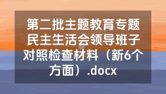 第二批主题教育专题民主生活会领导班子对照检查材料（新6个方面）.docx