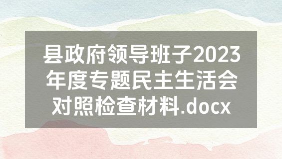 县政府领导班子2023年度专题民主生活会对照检查材料.docx