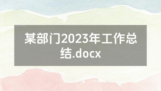 某部门2023年工作总结.docx