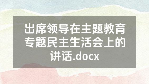 出席领导在主题教育专题民主生活会上的讲话.docx