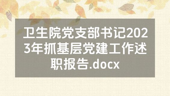 卫生院党支部书记2023年抓基层党建工作述职报告.docx