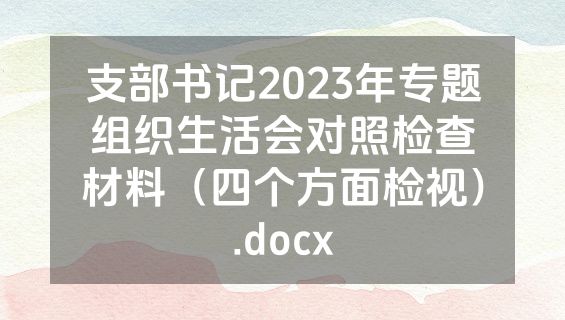 支部书记2023年专题组织生活会对照检查材料（四个方面检视）.docx