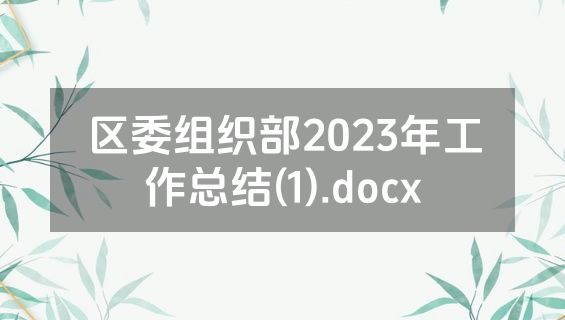 区委组织部2023年工作总结(1).docx