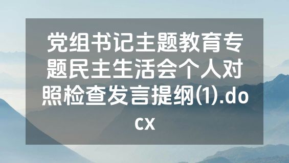 党组书记主题教育专题民主生活会个人对照检查发言提纲(1).docx