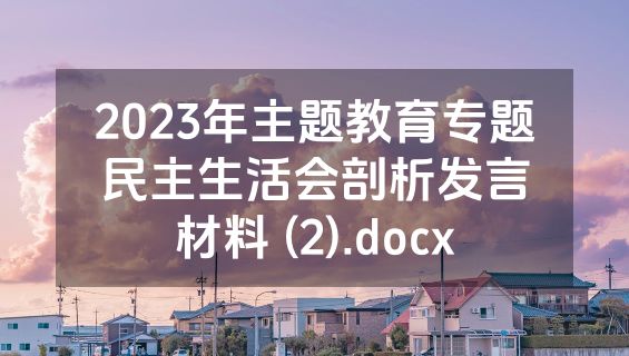 2023年主题教育专题民主生活会剖析发言材料 (2).docx