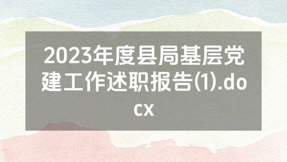 2023年度县局基层党建工作述职报告(1).docx