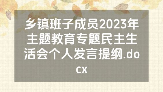 乡镇班子成员2023年主题教育专题民主生活会个人发言提纲.docx