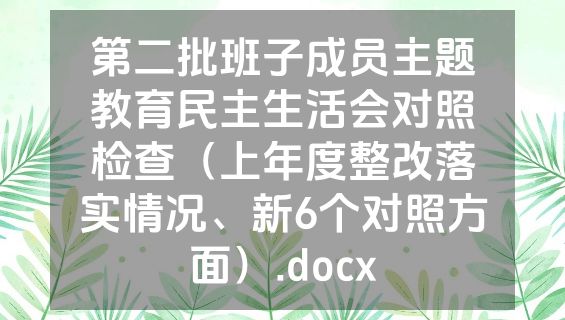 第二批班子成员主题教育民主生活会对照检查（上年度整改落实情况、新6个对照方面）.docx