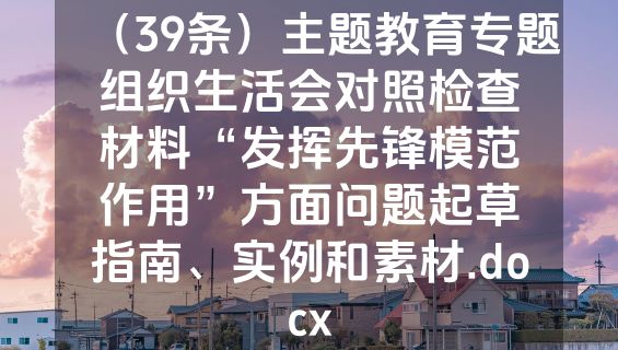 （39条）主题教育专题组织生活会对照检查材料“发挥先锋模范作用”方面问题起草指南、实例和素材.docx