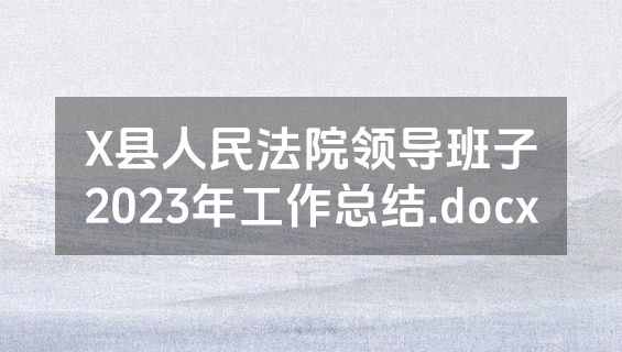 X县人民法院领导班子2023年工作总结.docx