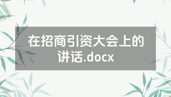 在招商引资大会上的讲话.docx