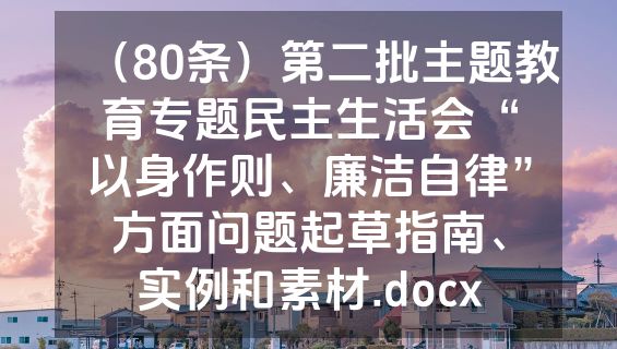 （80条）第二批主题教育专题民主生活会“以身作则、廉洁自律”方面问题起草指南、实例和素材.docx