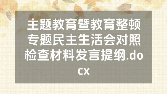 主题教育暨教育整顿专题民主生活会对照检查材料发言提纲.docx