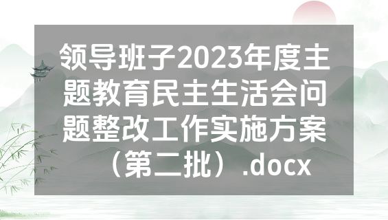 领导班子2023年度主题教育民主生活会问题整改工作实施方案（第二批）.docx