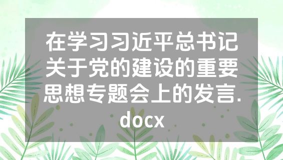 在学习习近平总书记关于党的建设的重要思想专题会上的发言.docx