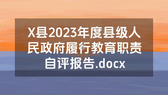 X县2023年度县级人民政府履行教育职责自评报告.docx