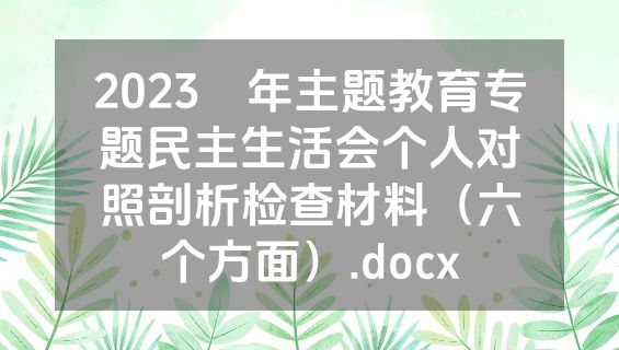 2023​年主题教育专题民主生活会个人对照剖析检查材料（六个方面）.docx