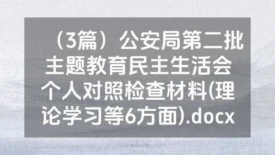 （3篇）公安局第二批主题教育民主生活会个人对照检查材料(理论学习等6方面).docx