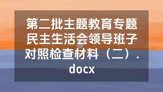 第二批主题教育专题民主生活会领导班子对照检查材料（二）.docx