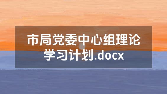 市局党委中心组理论学习计划.docx