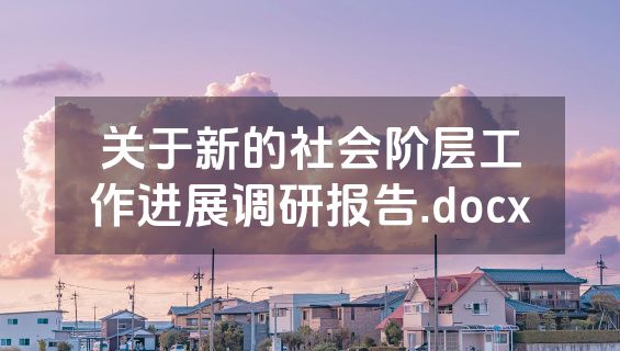 关于新的社会阶层工作进展调研报告.docx