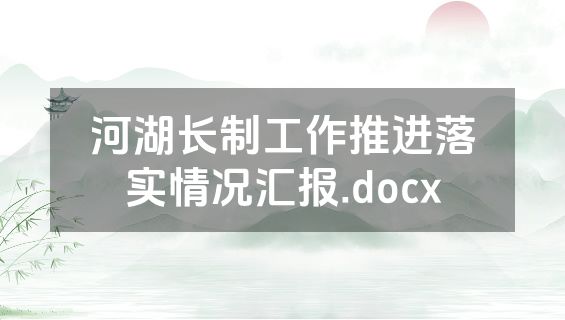 河湖长制工作推进落实情况汇报.docx