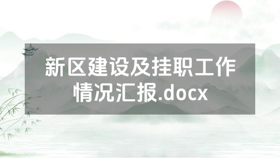 新区建设及挂职工作情况汇报.docx