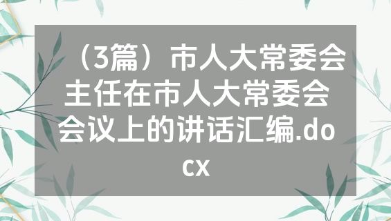 （3篇）市人大常委会主任在市人大常委会会议上的讲话汇编.docx
