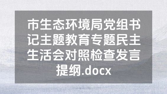 市生态环境局党组书记主题教育专题民主生活会对照检查发言提纲.docx