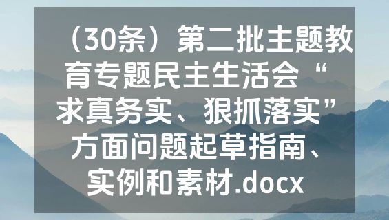（30条）第二批主题教育专题民主生活会“求真务实、狠抓落实”方面问题起草指南、实例和素材.docx