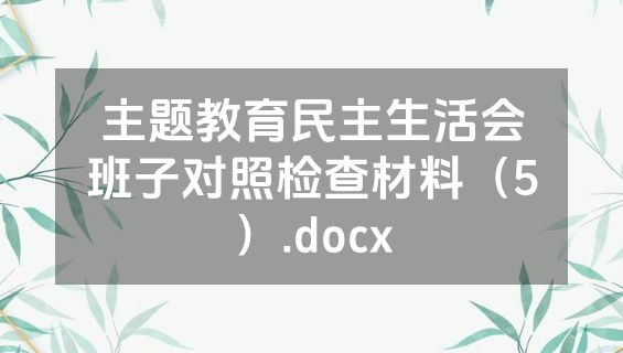 主题教育民主生活会班子对照检查材料（5）.docx