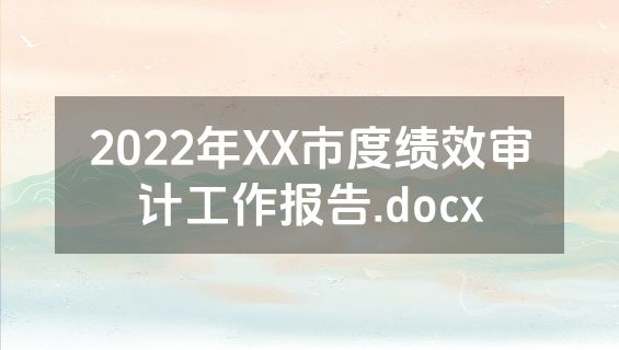 2022年XX市度绩效审计工作报告.docx