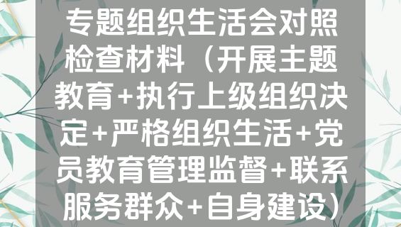党支部班子2023年度专题组织生活会对照检查材料（开展主题教育+执行上级组织决定+严格组织生活+党员教育管理监督+联系服务群众+自身建设）.docx