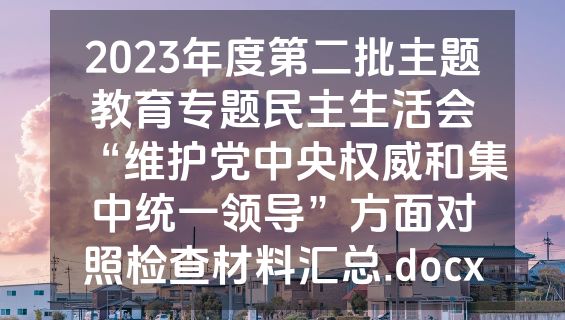 2023年度第二批主题教育专题民主生活会“维护党中央权威和集中统一领导”方面对照检查材料汇总.docx