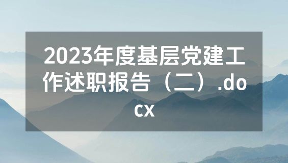 2023年度基层党建工作述职报告（二）.docx