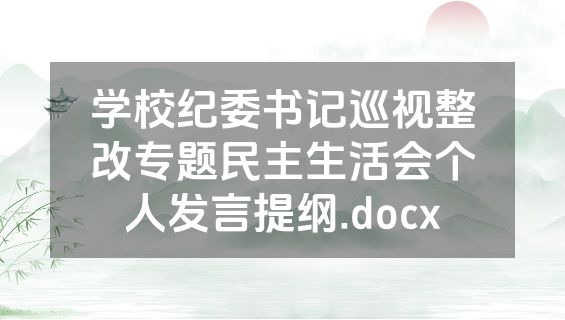 学校纪委书记巡视整改专题民主生活会个人发言提纲.docx