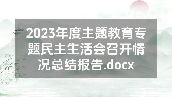 2023年度主题教育专题民主生活会召开情况总结报告.docx