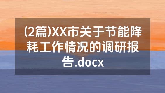(2篇)XX市关于节能降耗工作情况的调研报告.docx