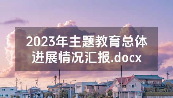2023年主题教育总体进展情况汇报.docx