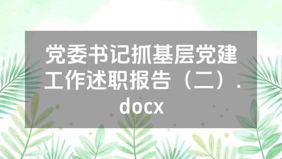 党委书记抓基层党建工作述职报告（二）.docx