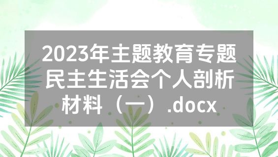 2023年主题教育专题民主生活会个人剖析材料（一）.docx