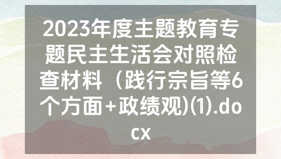 2023年度主题教育专题民主生活会对照检查材料（践行宗旨等6个方面+政绩观)(1).docx