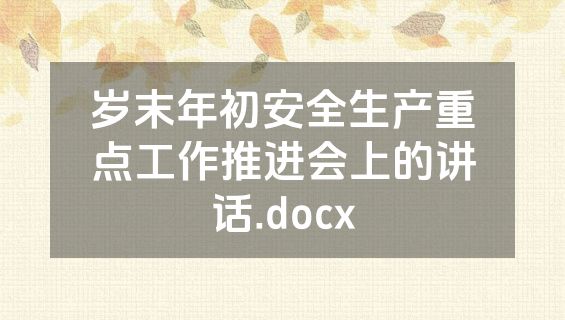 岁末年初安全生产重点工作推进会上的讲话.docx