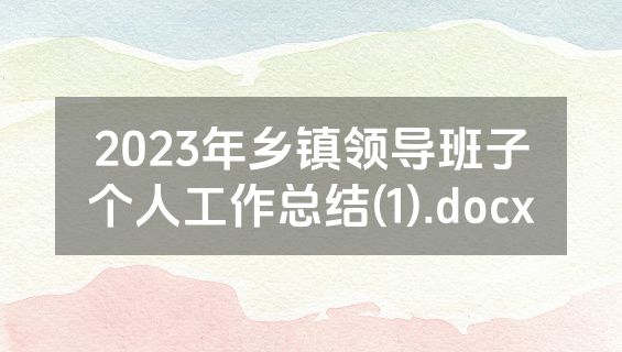 2023年乡镇领导班子个人工作总结(1).docx