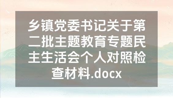 乡镇党委书记关于第二批主题教育专题民主生活会个人对照检查材料.docx