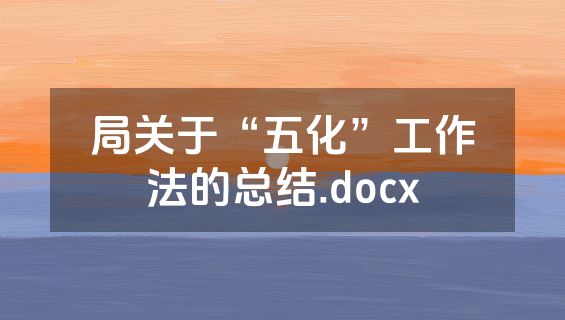 局关于“五化”工作法的总结.docx