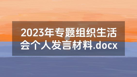 2023年专题组织生活会个人发言材料.docx