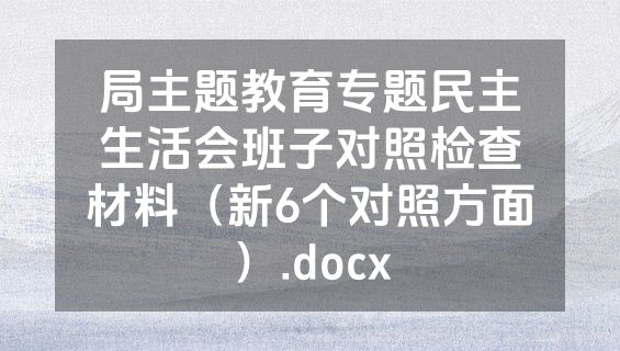 局主题教育专题民主生活会班子对照检查材料（新6个对照方面）.docx