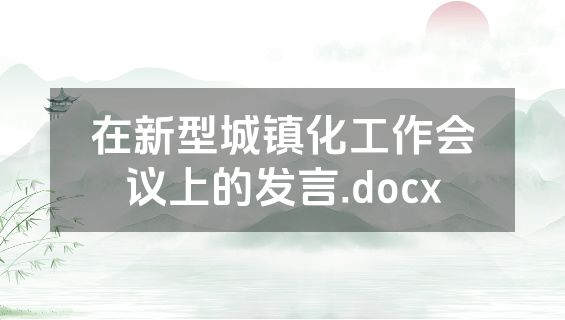 在新型城镇化工作会议上的发言.docx