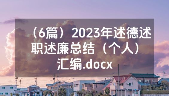（6篇）2023年述德述职述廉总结（个人）汇编.docx
